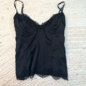 eli tahari satin tank top with lace details fit size s/m